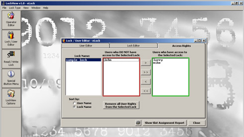 CompX eLock LockView Software screenshot 3: Access Rights, larger view